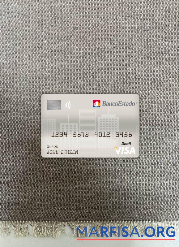 Realistic Chile banco del estado de chile bank visa debit card photolook front download for verification